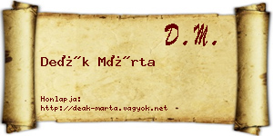 Deák Márta névjegykártya